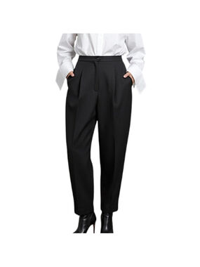 Vintage Canadian made black wool blend minimalist pleated baggy trousers 8